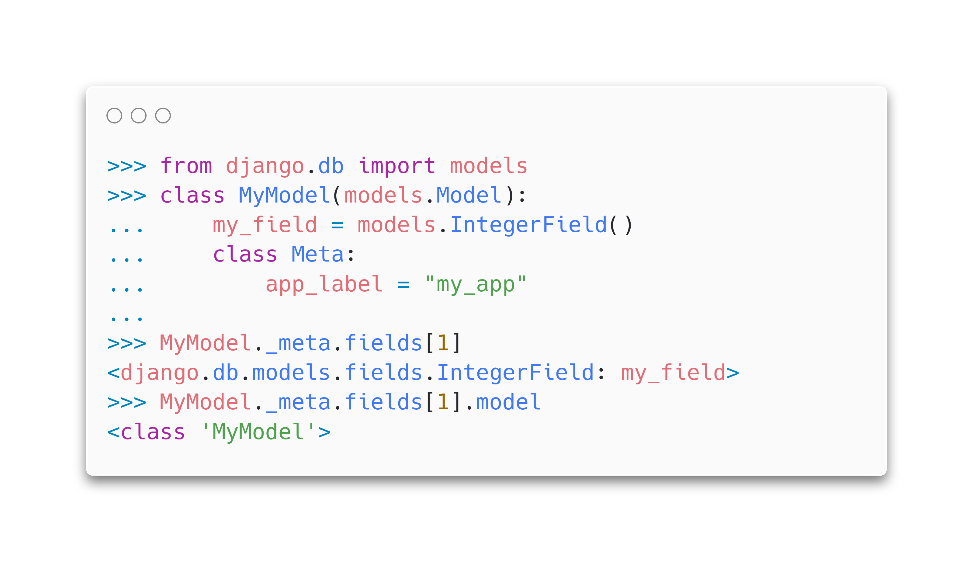 Example code on model field references