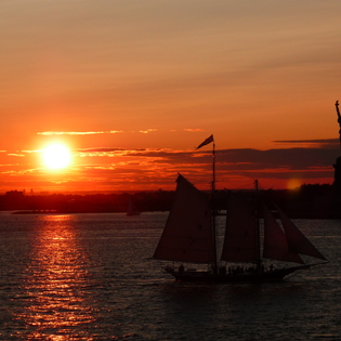 View from the Staten Island Ferries to the Statue of Liberty